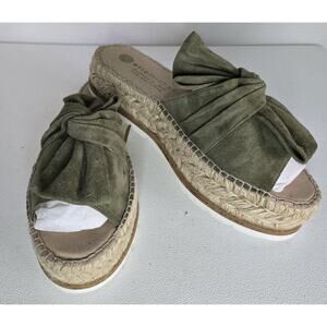 ERIC MICHAEL Sybil Suede Sandals Wedges Made in Spain Sage Green Sz 39-US 8-8.5
